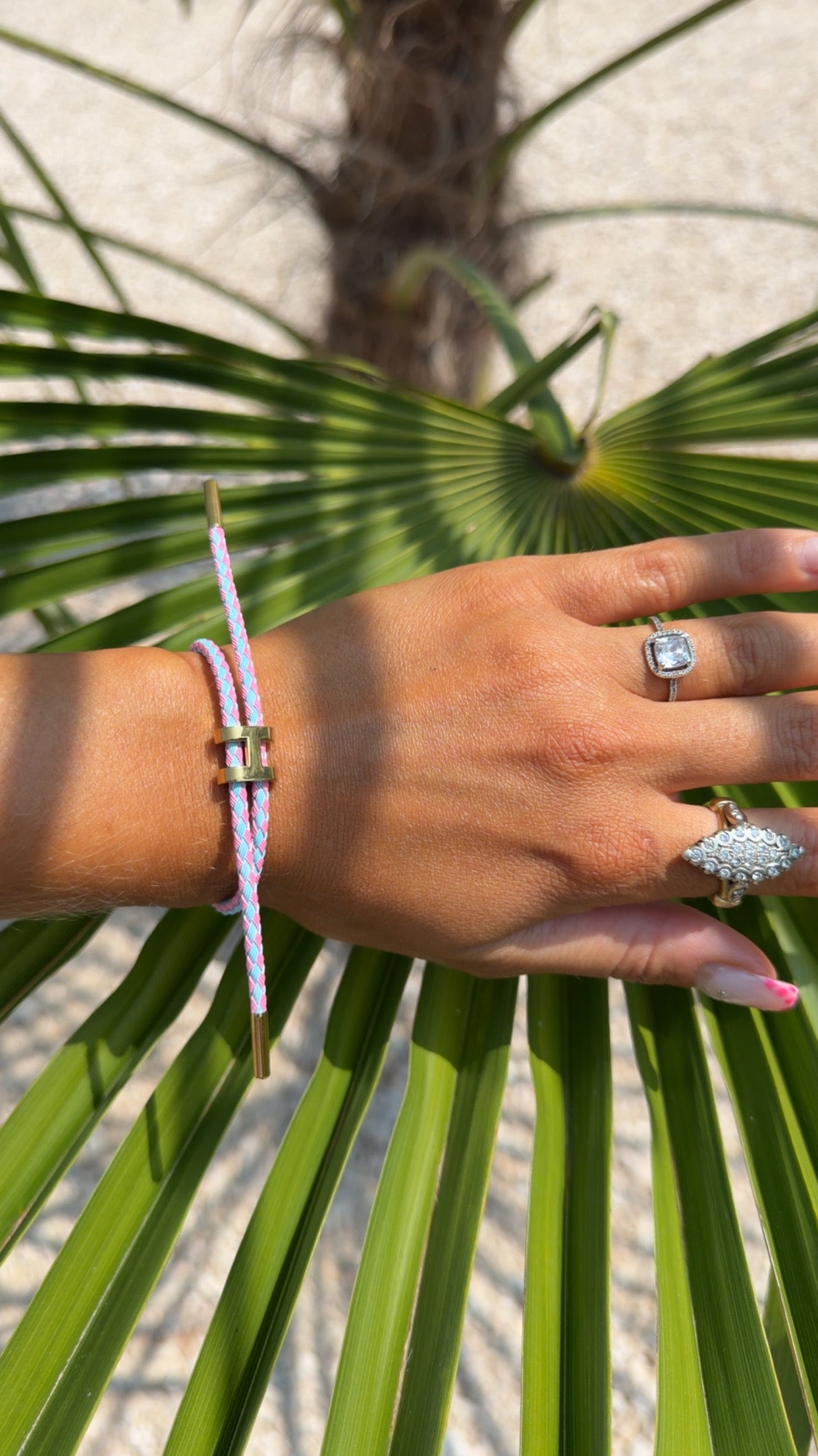 Bracelet H Rose & bleu