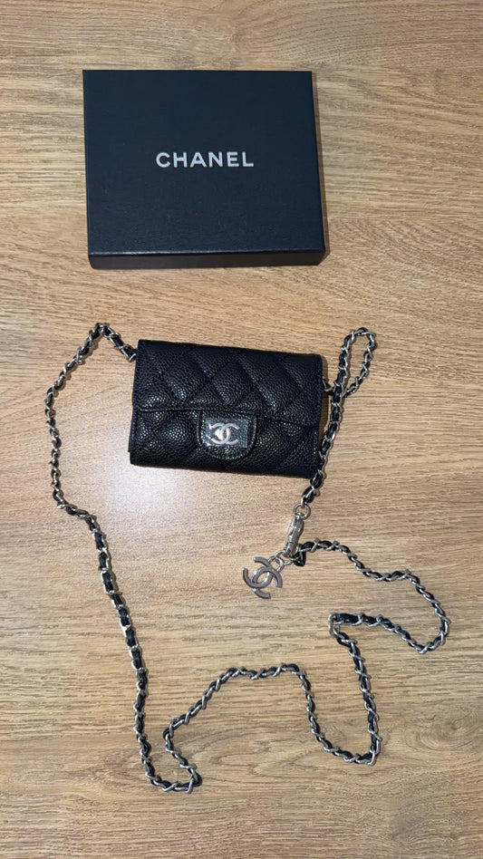 Mini Sac Chacha Noir Chaîne Argentée